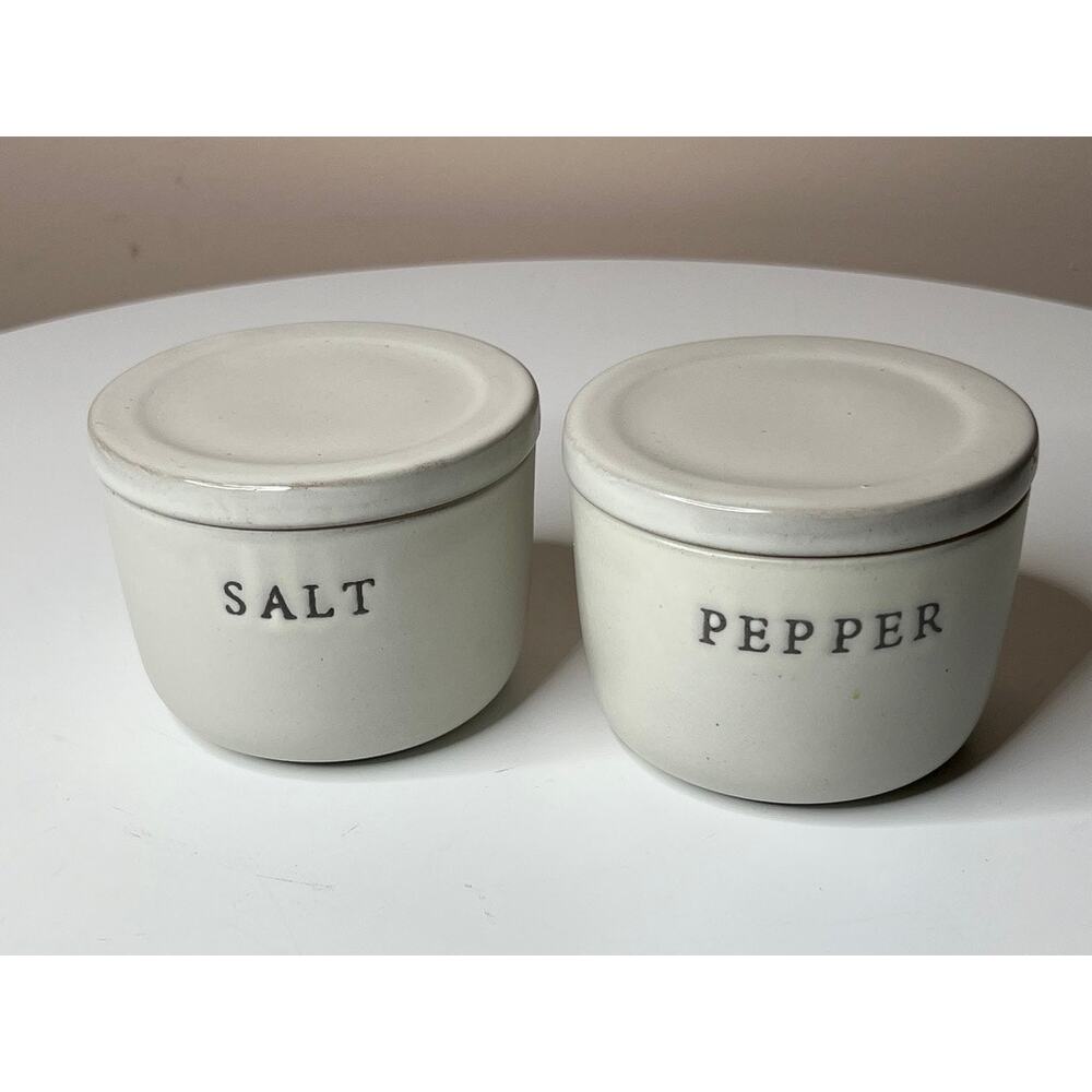 NWOT Hearth & Hand Magnolia Stoneware Salt & Pepper Cellar Set Matte Cream